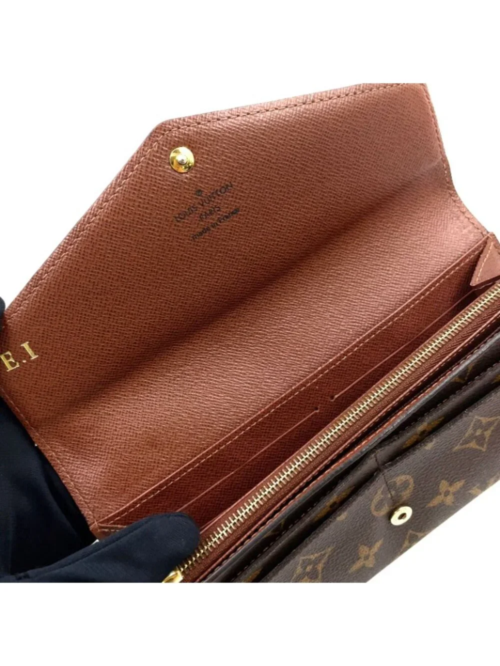 Louis Vuitton Portefeuille Sarah Monogram Leather with Initials Brown Bifold